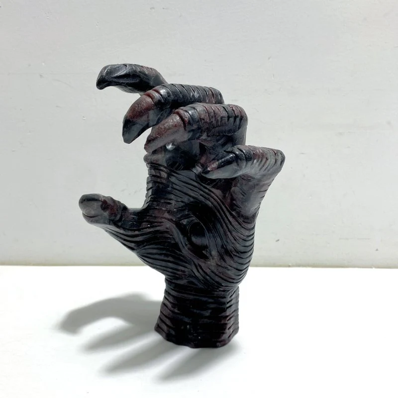 Garnet Mixed Astrophyllite Witchcore Demon Hand Carving - Image 3