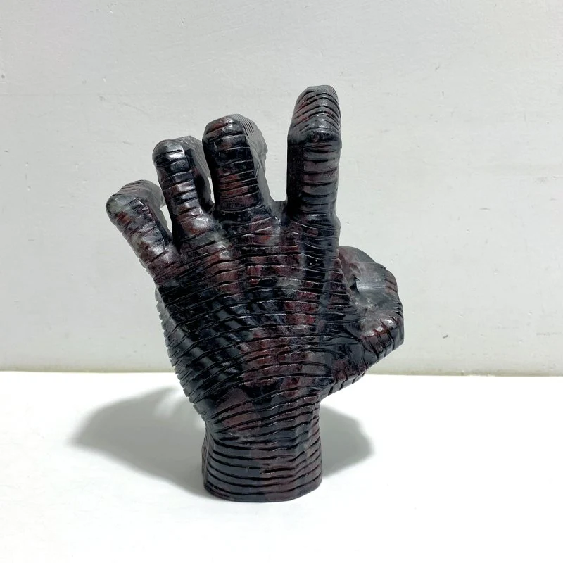 Garnet Mixed Astrophyllite Witchcore Demon Hand Carving - Image 4