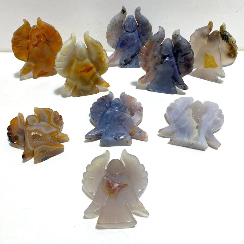 9 Pieces Geode Agate Druzy Angel Carving - Image 6