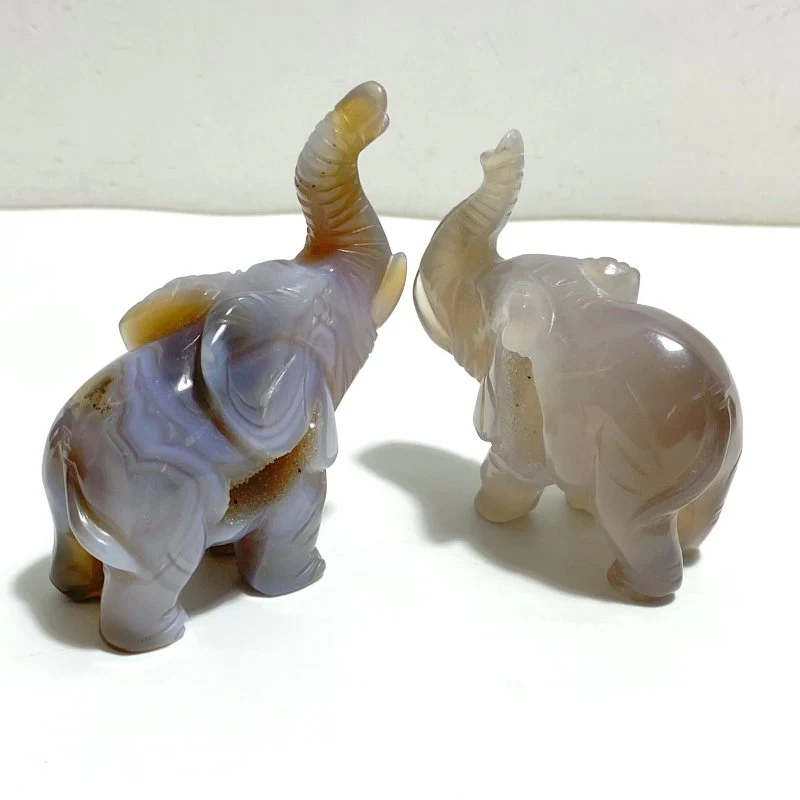 10 pieces Geode Agate Druzy Elephant Carving - Image 2