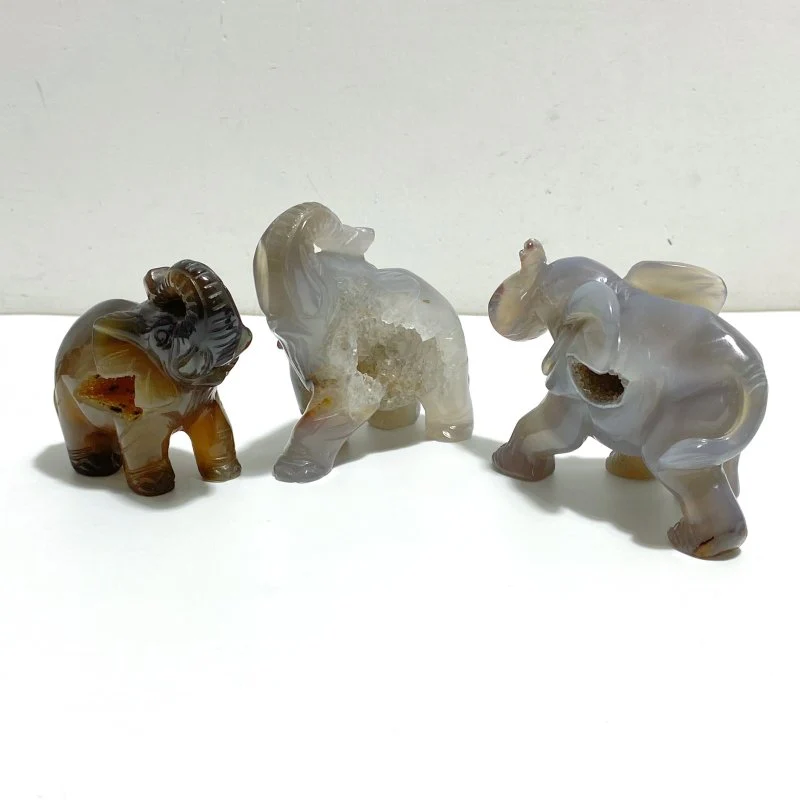 10 pieces Geode Agate Druzy Elephant Carving - Image 3