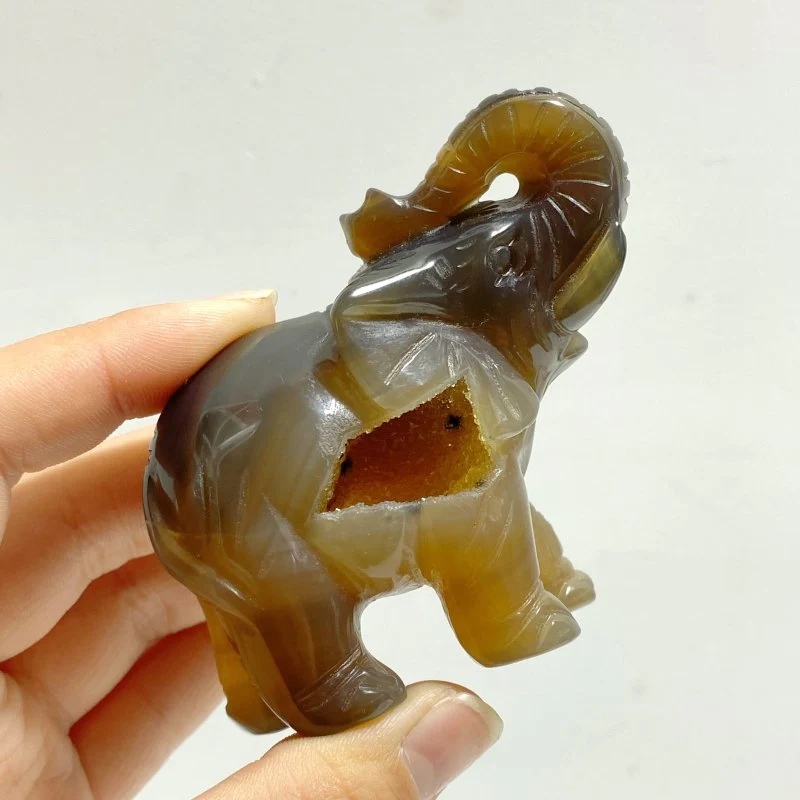 10 pieces Geode Agate Druzy Elephant Carving - Image 4