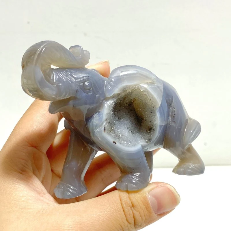 10 pieces Geode Agate Druzy Elephant Carving - Image 5