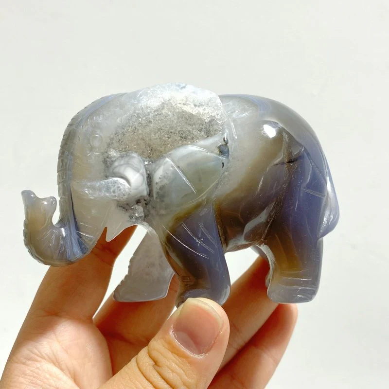10 pieces Geode Agate Druzy Elephant Carving - Image 7