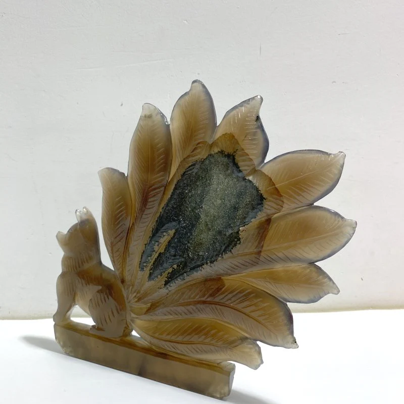 Geode Agate Druzy Nine-tailed Fox Carving #11 - Image 2