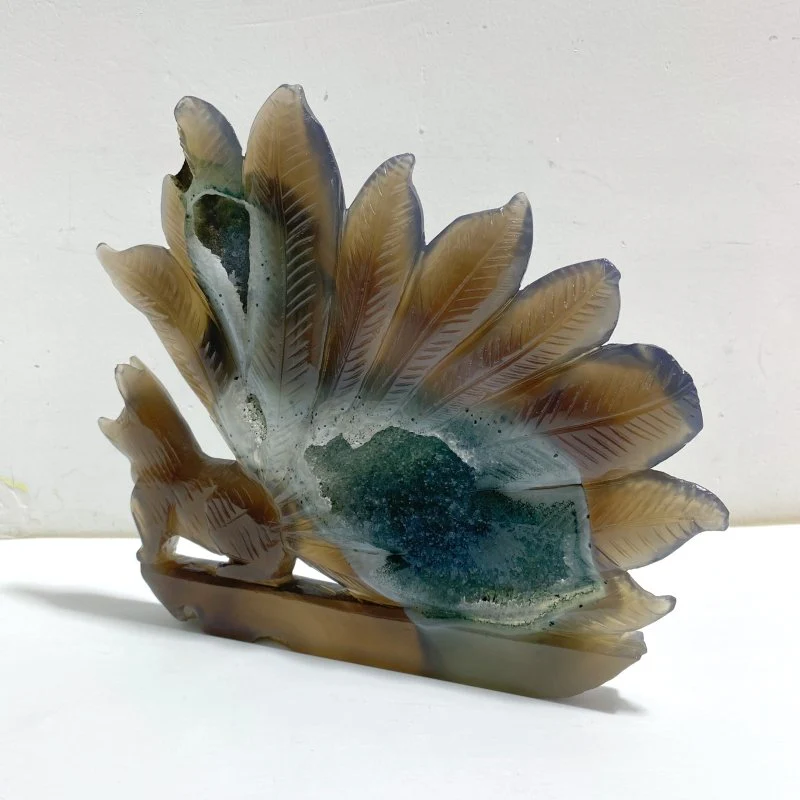 Geode Agate Druzy Nine-tailed Fox Carving #12 - Image 2