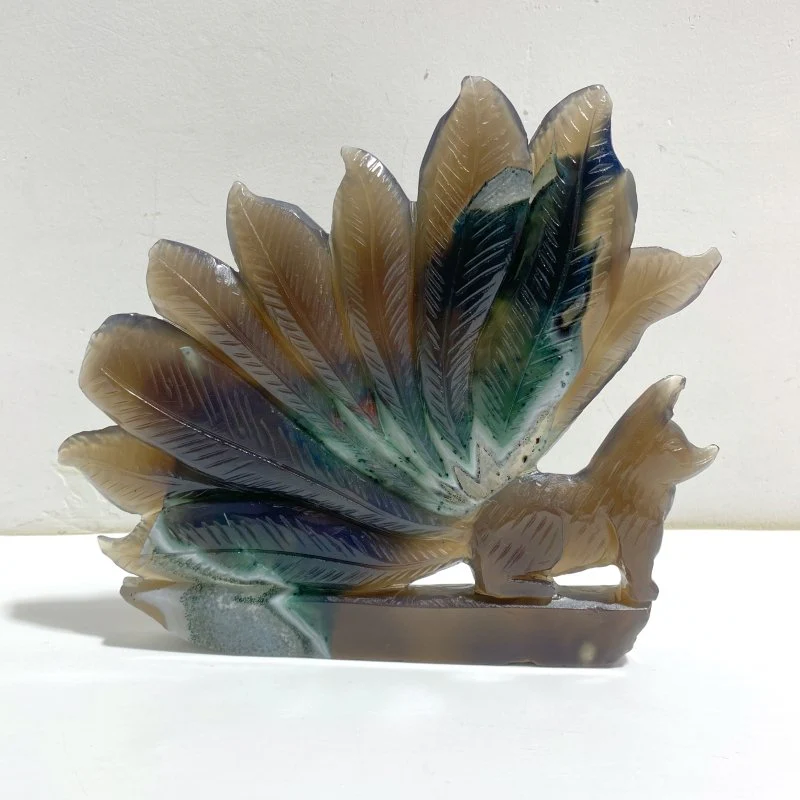 Geode Agate Druzy Nine-tailed Fox Carving #12 - Image 3