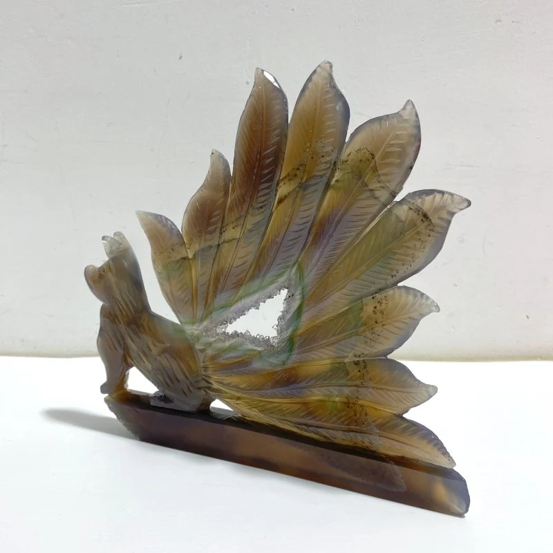 Geode Agate Druzy Nine-tailed Fox Carving #13 - Image 2