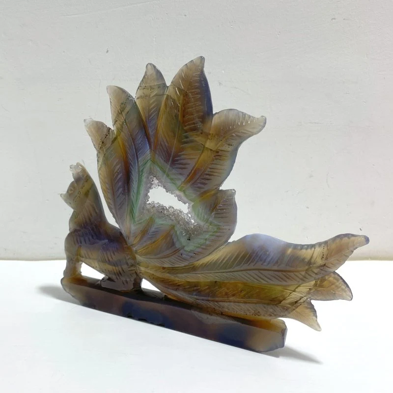 Geode Agate Druzy Nine-tailed Fox Carving #15 - Image 2