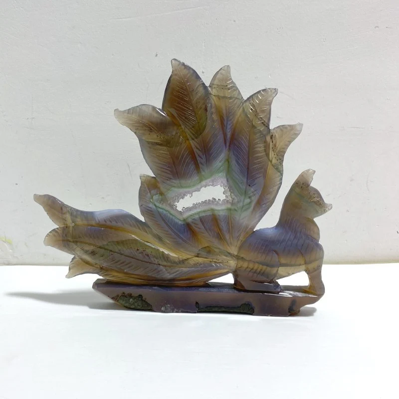 Geode Agate Druzy Nine-tailed Fox Carving #15 - Image 3