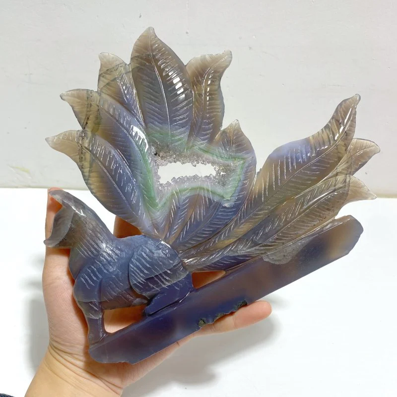 Geode Agate Druzy Nine-tailed Fox Carving #15 - Image 5