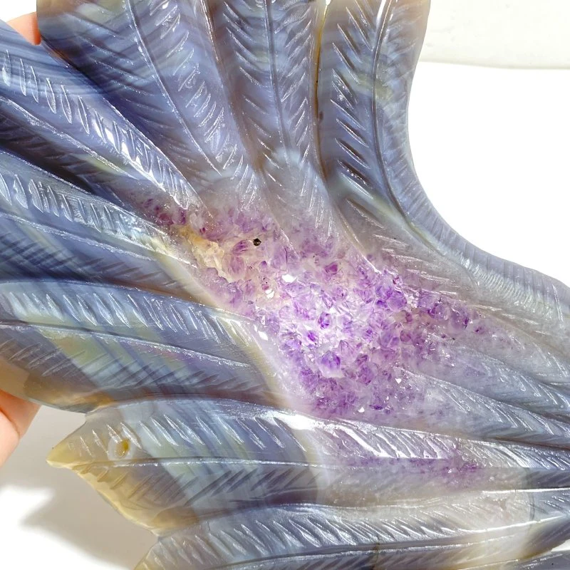 Unique Geode Druzy Agate Nine-tailed Fox Carving #3 - Image 4