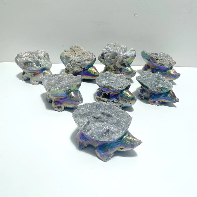 8 Pieces Geode Aura Sphalerite Hedgehog Carving - Image 2