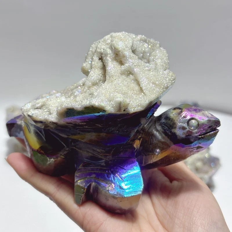 7 Pieces Geode Aura Sphalerite Sea Turtles Carving - Image 4