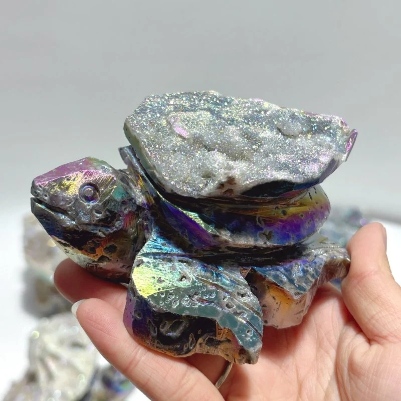 7 Pieces Geode Aura Sphalerite Sea Turtles Carving - Image 5