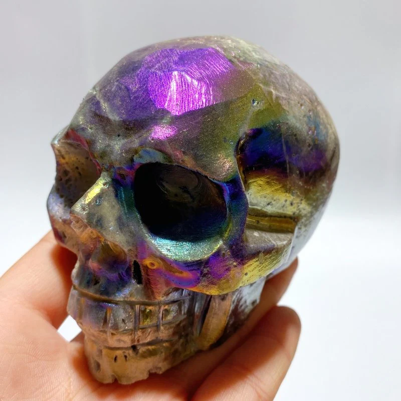 6 Pieces Geode Aura Sphalerite Skull Carving - Image 2
