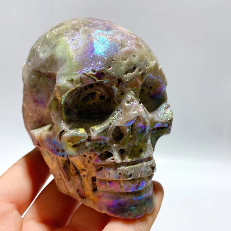 6 Pieces Geode Aura Sphalerite Skull Carving - Image 3