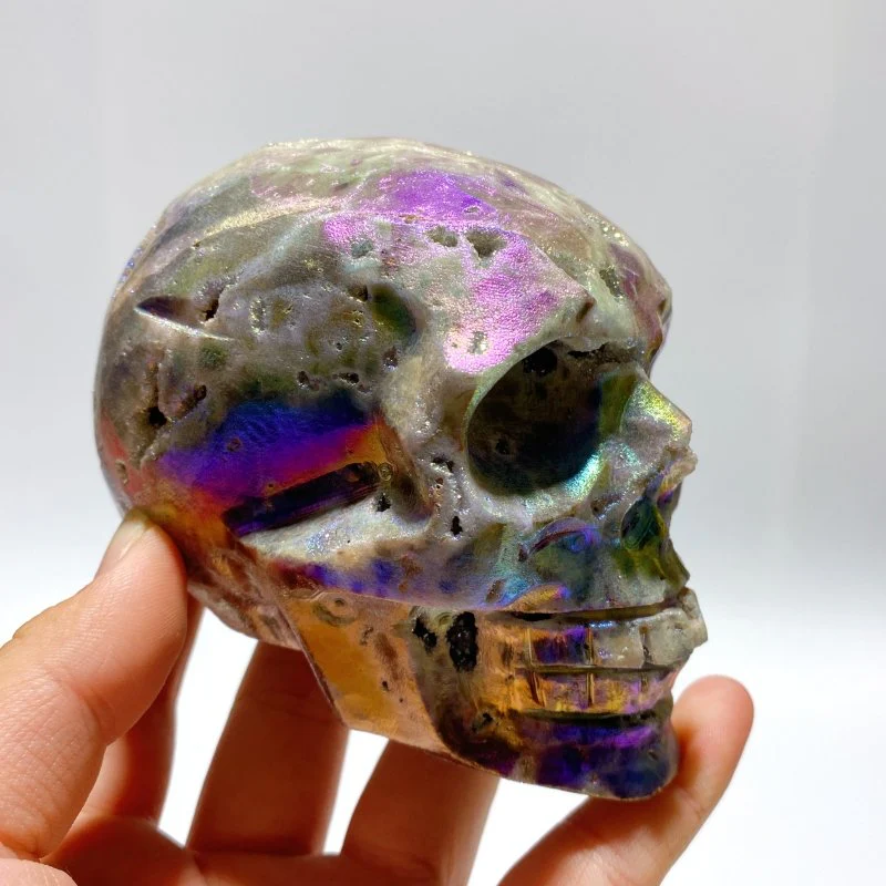 6 Pieces Geode Aura Sphalerite Skull Carving - Image 4