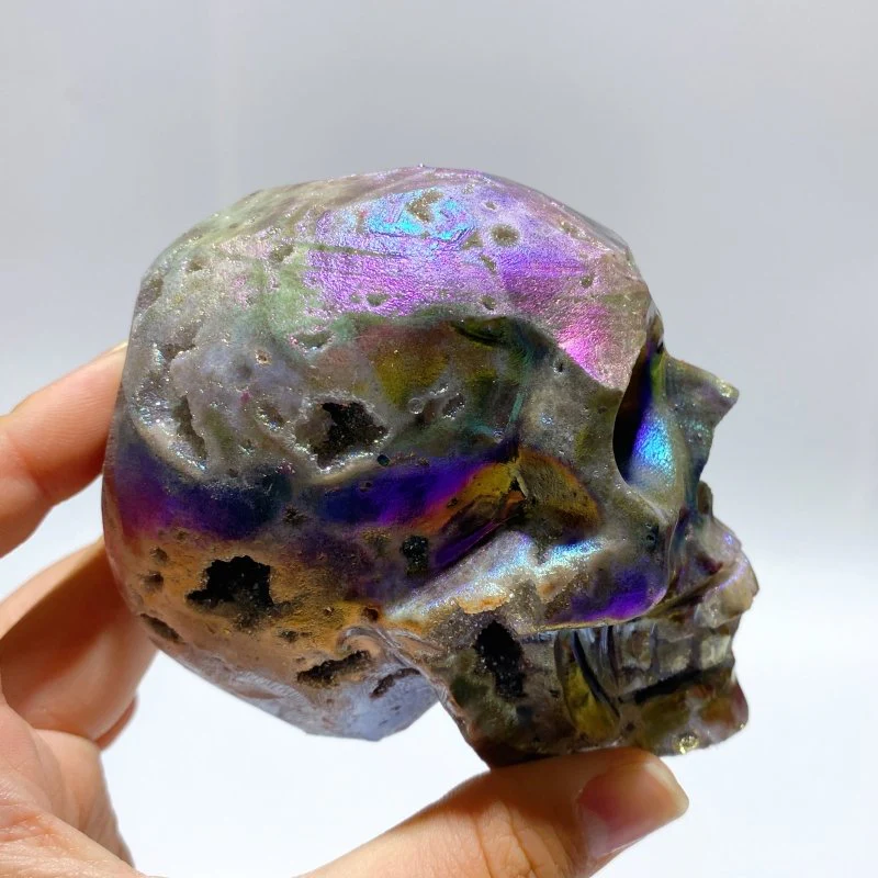 6 Pieces Geode Aura Sphalerite Skull Carving - Image 5