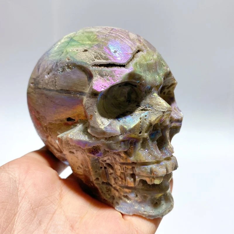 6 Pieces Geode Aura Sphalerite Skull Carving - Image 6