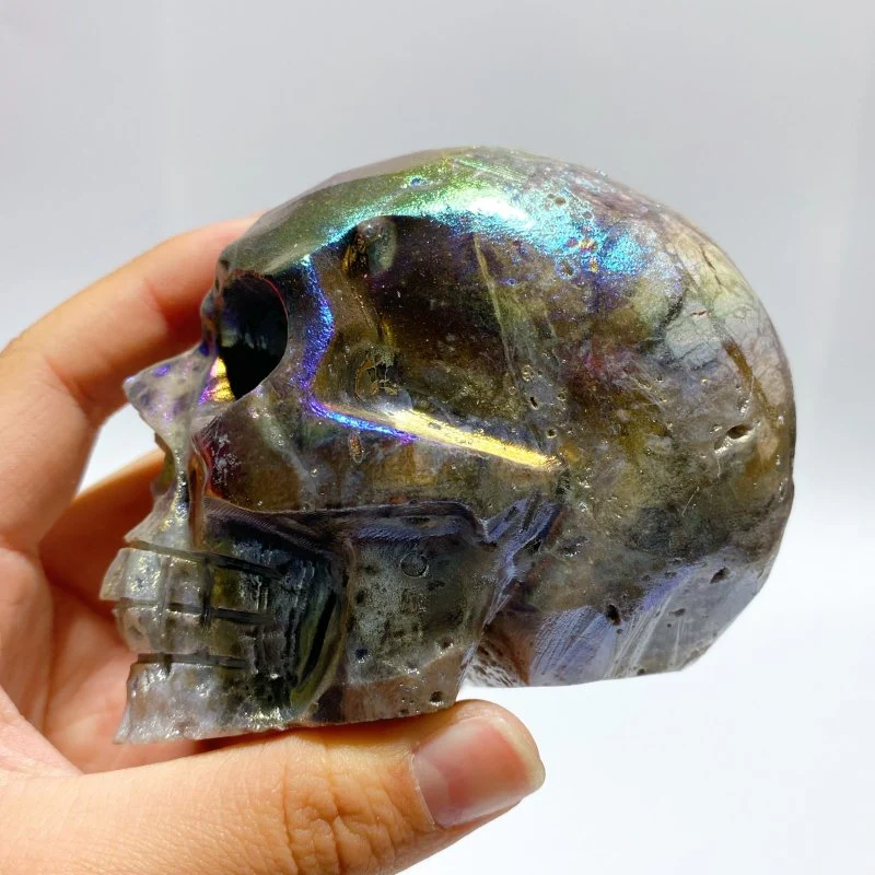 6 Pieces Geode Aura Sphalerite Skull Carving - Image 7