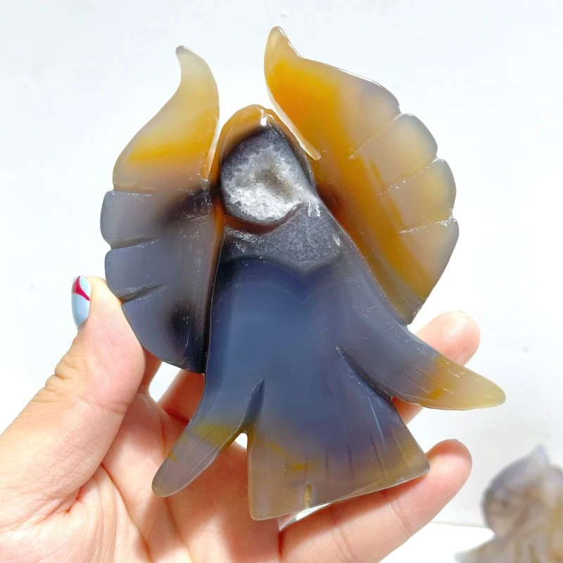 13 Pieces Geode Druzy Agate Angel Carving - Image 5