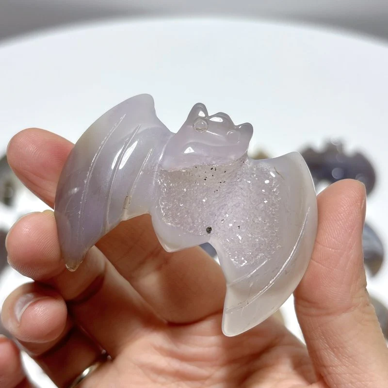 17 Pieces Geode Druzy Agate Bat Carving - Image 4