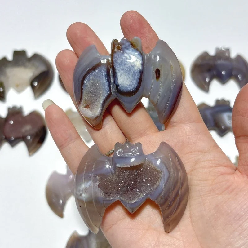 17 Pieces Geode Druzy Agate Bat Carving - Image 5