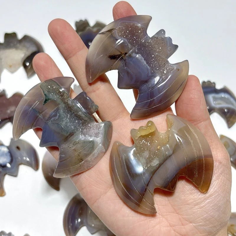 17 Pieces Geode Druzy Agate Bat Carving - Image 9