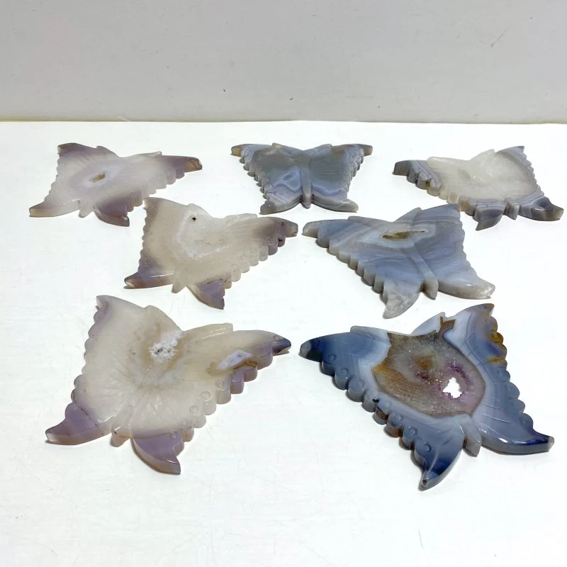 7 Pieces Geode Druzy Agate Butterfly Carving - Image 2