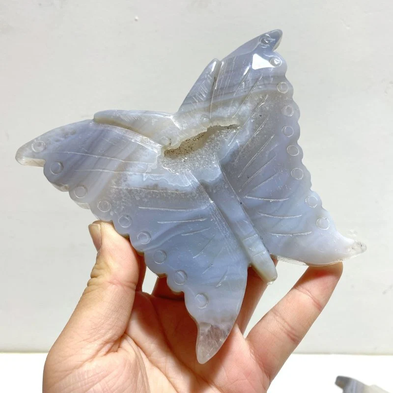 7 Pieces Geode Druzy Agate Butterfly Carving - Image 5