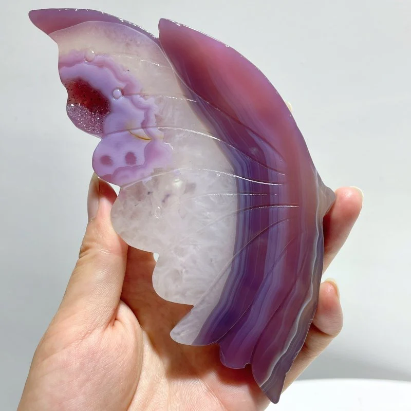 2 Pairs Dyed Geode Agate Butterfly Carving With Stand - Image 4