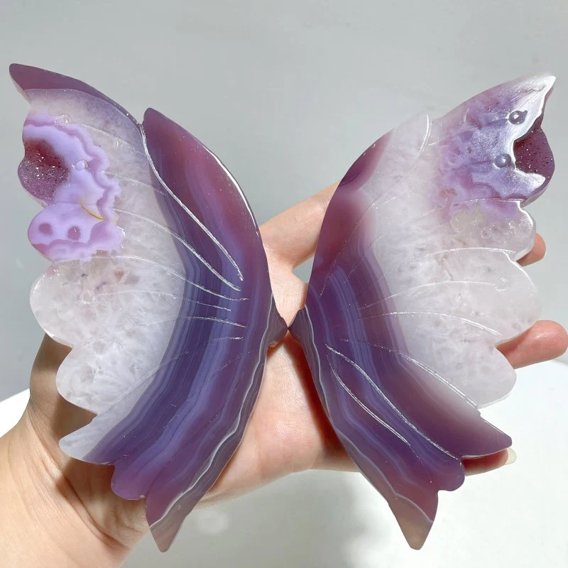 2 Pairs Dyed Geode Agate Butterfly Carving With Stand - Image 6