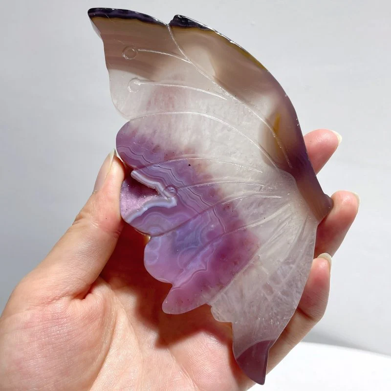 2 Pairs Dyed Geode Agate Butterfly Carving With Stand - Image 7