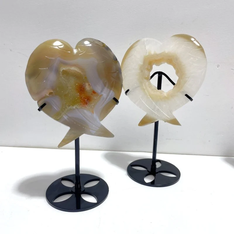 7 Pieces Geode Druzy Agate Fish Carving With Stand - Image 2