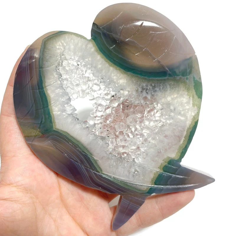 7 Pieces Geode Druzy Agate Fish Carving With Stand - Image 3