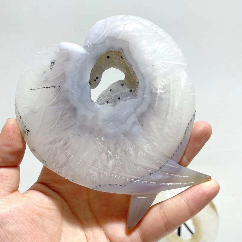 7 Pieces Geode Druzy Agate Fish Carving With Stand - Image 5