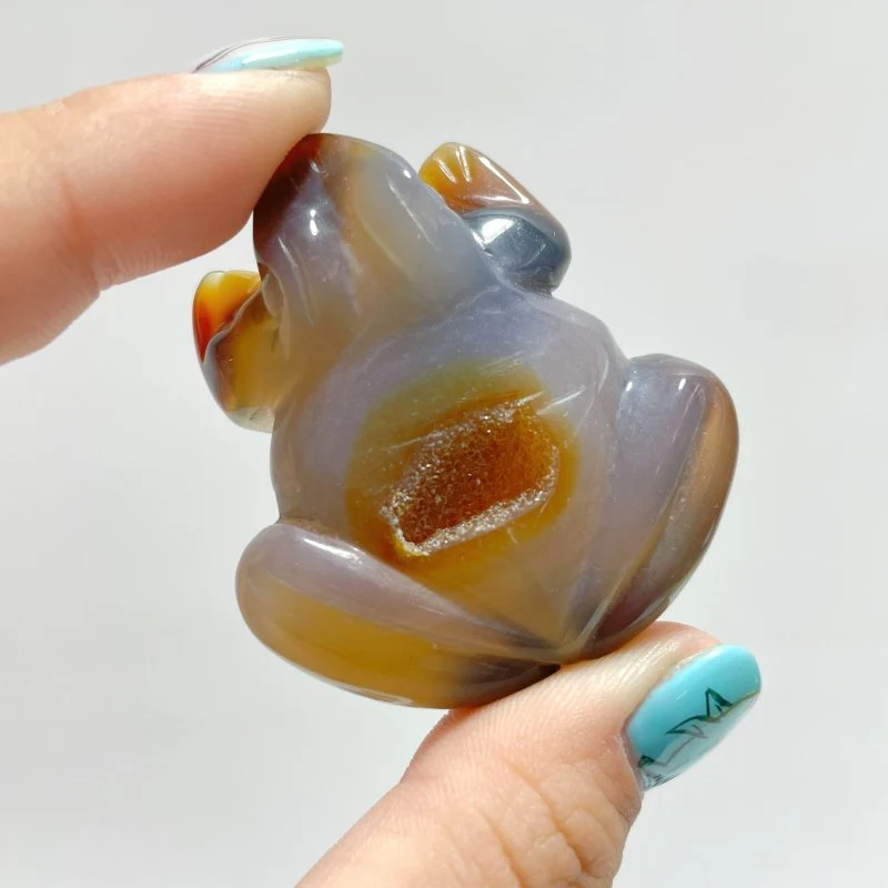 23 Pieces Geode Druzy Agate Frog Carving