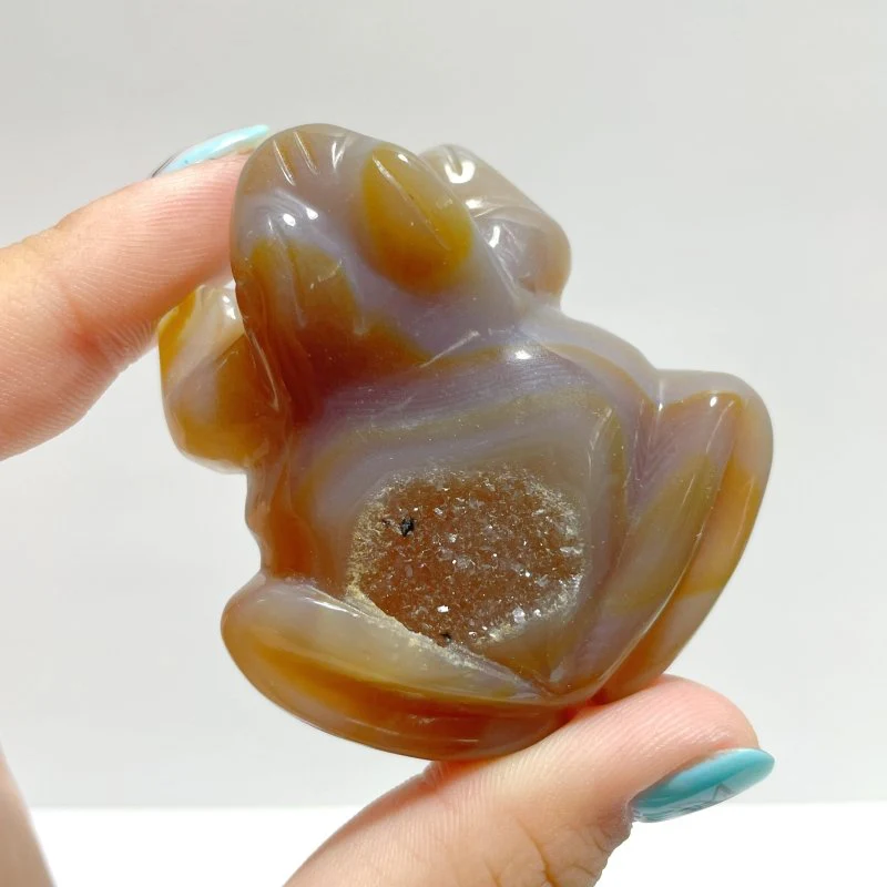 23 Pieces Geode Druzy Agate Frog Carving - Image 2
