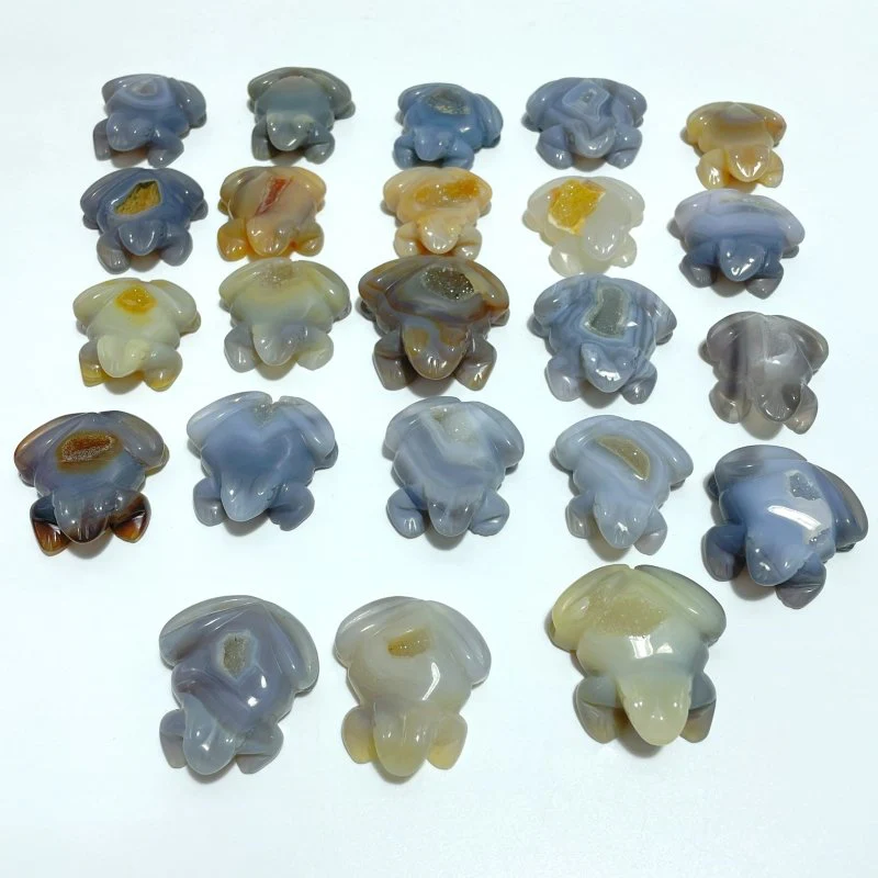 23 Pieces Geode Druzy Agate Frog Carving - Image 3