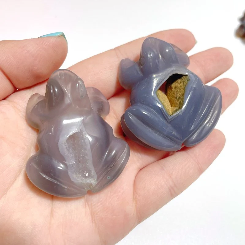 23 Pieces Geode Druzy Agate Frog Carving - Image 6