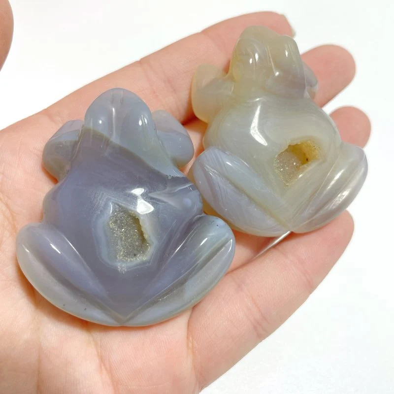 23 Pieces Geode Druzy Agate Frog Carving - Image 8