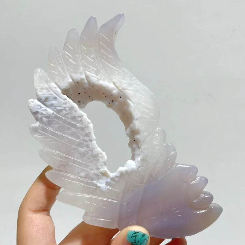 9 Pieces Geode Druzy Agate Indian Feathers Carving - Image 3