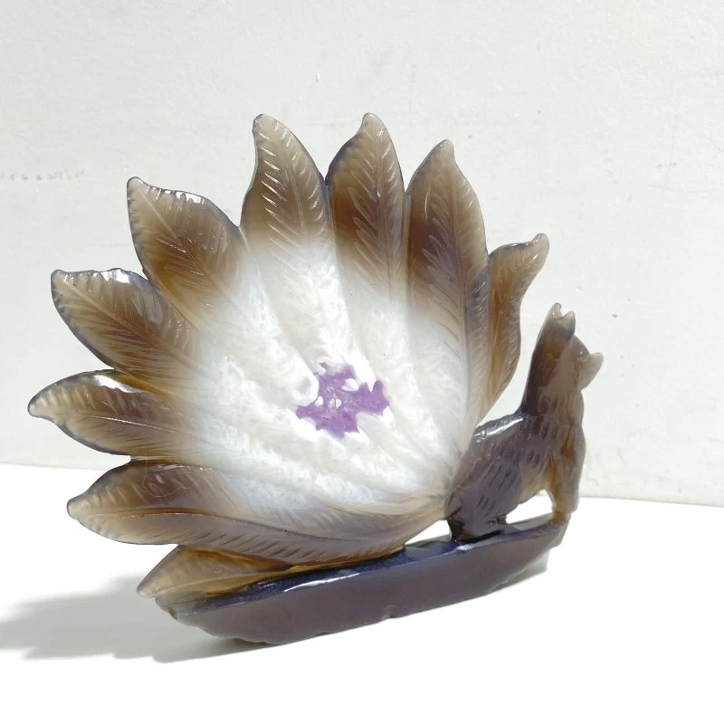 2 Pieces Geode Druzy Agate Nine-tailed Foxes Carving #2 - Image 3