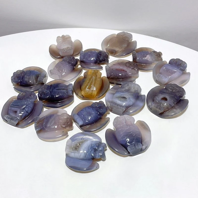 17 Pieces Geode Druzy Agate Owl Carving - Image 6