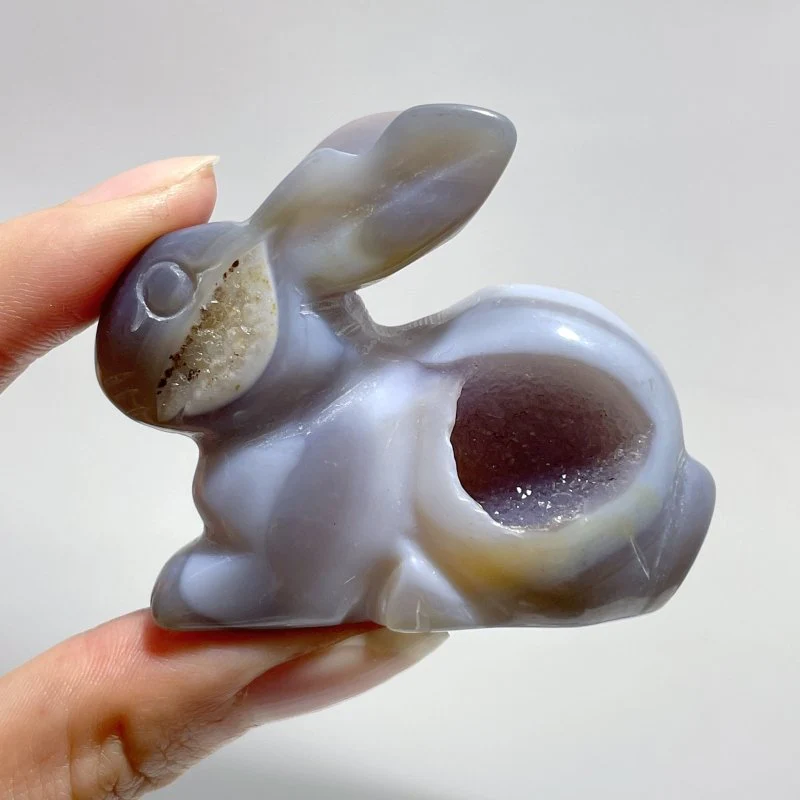 19 Pieces Geode Druzy Agate Rabbit Carving - Image 4