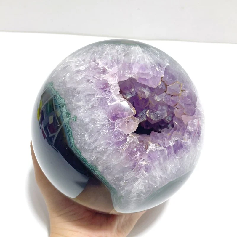Large 12.5CM Geode Druzy Amethyst Mixed Agate Sphere - Image 3