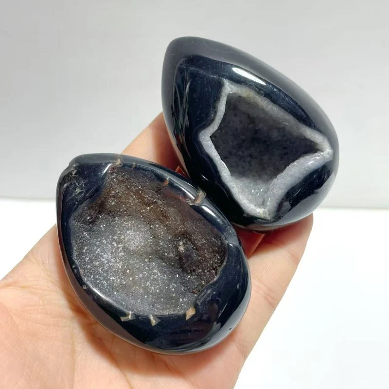28 Pieces Geode Druzy Black Agate Eggs - Image 3
