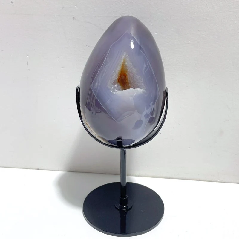 5 Pieces Geode Druzy Eggs Carving With Stand - Image 4