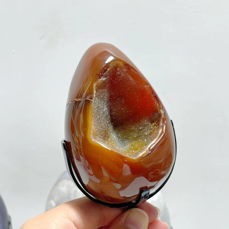 5 Pieces Geode Druzy Eggs Carving With Stand - Image 6